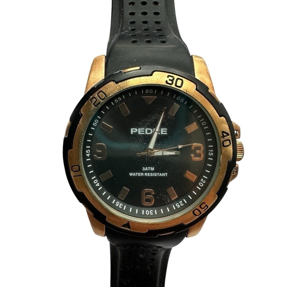 Pedre Men's Black and Gold Classic Large Face Watch